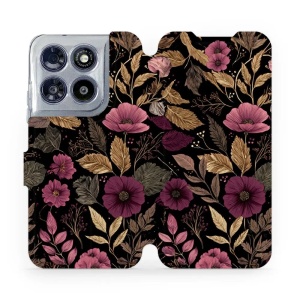 Flip pouzdro na mobil Motorola Moto G67 5G - Mobiwear V170S, fialová kvítka