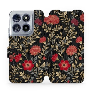 Flip pouzdro na mobil Motorola Moto G67 5G - Mobiwear V172S, červená kvítka
