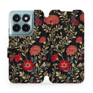 Flip pouzdro na mobil Motorola Moto G77 5G - Mobiwear V172S, červená kvítka