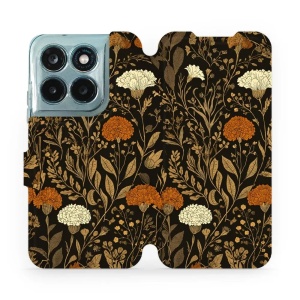 Flip pouzdro na mobil Motorola Moto G77 5G - Mobiwear V174S, béžová a oranžová kvítka