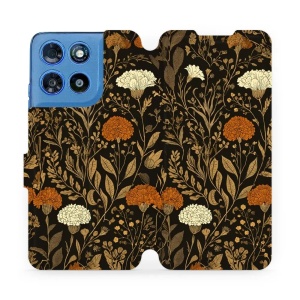 Flip pouzdro na mobil Motorola Moto G57 Power - Mobiwear V174S, béžová a oranžová kvítka