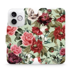 Flip pouzdro na mobil Honor 600 Lite - Mobiwear MD06P, růže a květy na světle zelené