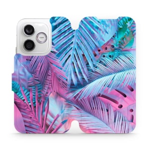 Flip pouzdro na mobil Honor 600 Lite - Mobiwear MG10S, fialové a modré listy