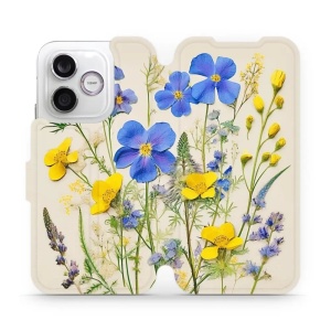 Flip pouzdro na mobil Honor 600 Lite - Mobiwear VP41S, modré a žluté kvítky