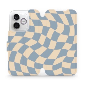 Flip pouzdro na mobil Honor 600 Lite - Mobiwear VA59S, modrá a béžová šachovnice