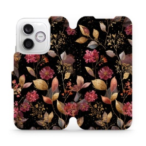 Flip pouzdro na mobil Honor 600 Lite - Mobiwear V171S, zlatavé lístky a květy