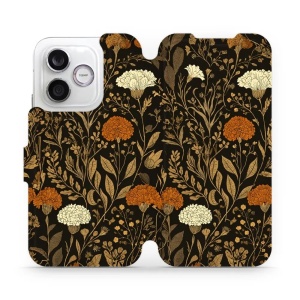 Flip pouzdro na mobil Honor 600 Lite - Mobiwear V174S, béžová a oranžová kvítka