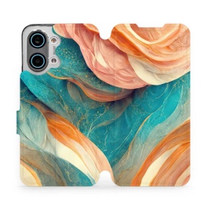 Flip pouzdro na mobil Xiaomi POCO X8 Pro Max - Mobiwear VP36S, azurový a oranžový mramor