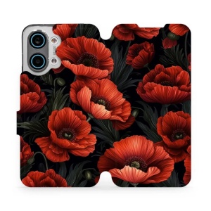 Flip pouzdro na mobil Xiaomi POCO X8 Pro Max - Mobiwear VP45S, temné červené květy