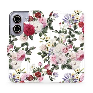 Flip pouzdro na mobil Xiaomi POCO X8 Pro - Mobiwear MD01S, růže na bílé