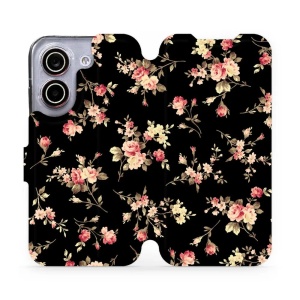 Flip pouzdro na mobil Xiaomi POCO X8 Pro - Mobiwear VD02S, květy na černé