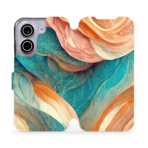 Flip pouzdro na mobil Xiaomi POCO X8 Pro - Mobiwear VP36S, azurový a oranžový mramor