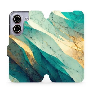 Flip pouzdro na mobil Xiaomi POCO X8 Pro - Mobiwear VP37S, zlatavý a zelenkavý mramor