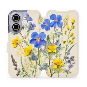 Flip pouzdro na mobil Xiaomi POCO X8 Pro - Mobiwear VP41S, modré a žluté kvítky