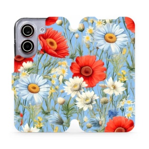 Flip pouzdro na mobil Xiaomi POCO X8 Pro - Mobiwear VP44S, červené a bílé květy