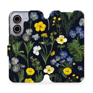 Flip pouzdro na mobil Xiaomi POCO X8 Pro - Mobiwear VP47S, kvítky v černé