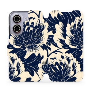 Flip pouzdro na mobil Xiaomi POCO X8 Pro - Mobiwear VA40S, modré a béžové květy