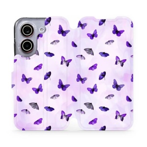Flip pouzdro na mobil Xiaomi POCO X8 Pro - Mobiwear VP76S, fialoví motýlci
