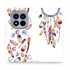 Flip pouzdro na mobil Xiaomi Redmi Note 15 Pro 4G - Mobiwear M003S, lapač a barevná pírka