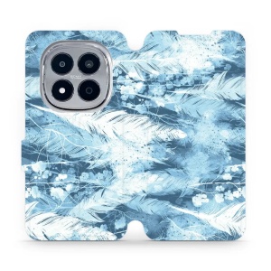 Flip pouzdro na mobil Xiaomi Redmi Note 15 Pro 4G - Mobiwear M058S, světle modrá horizontální pírka