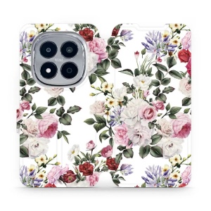 Flip pouzdro na mobil Xiaomi Redmi Note 15 Pro 4G - Mobiwear MD01S, růže na bílé