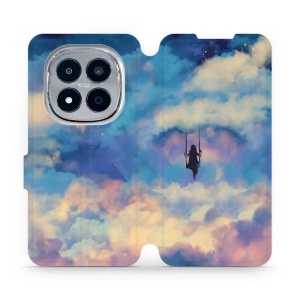 Flip pouzdro na mobil Xiaomi Redmi Note 15 Pro 4G - Mobiwear MR09S, dívka na houpačce v oblacích