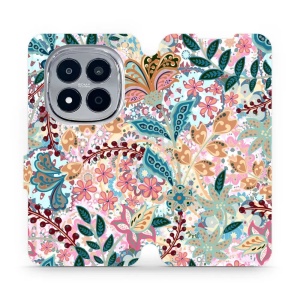 Flip pouzdro na mobil Xiaomi Redmi Note 15 Pro 4G - Mobiwear MX04S, spletité kvítky a listy