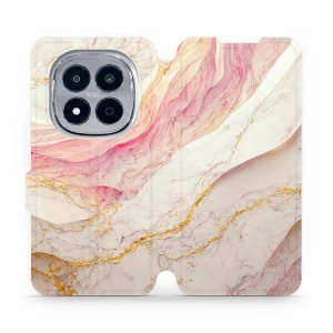 Flip pouzdro na mobil Xiaomi Redmi Note 15 Pro 4G - Mobiwear VP32S, růžový a zlatavý mramor