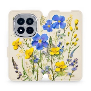 Flip pouzdro na mobil Xiaomi Redmi Note 15 Pro 4G - Mobiwear VP41S, modré a žluté kvítky