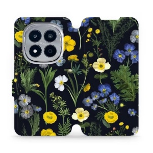 Flip pouzdro na mobil Xiaomi Redmi Note 15 Pro 4G - Mobiwear VP47S, kvítky v černé