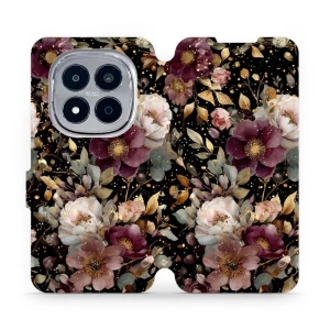 Flip pouzdro na mobil Xiaomi Redmi Note 15 Pro 4G - Mobiwear V169S, zlatavé kvítky