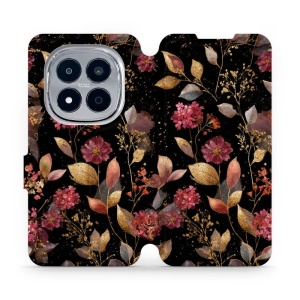 Flip pouzdro na mobil Xiaomi Redmi Note 15 Pro 4G - Mobiwear V171S, zlatavé lístky a květy