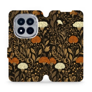 Flip pouzdro na mobil Xiaomi Redmi Note 15 Pro 4G - Mobiwear V174S, béžová a oranžová kvítka