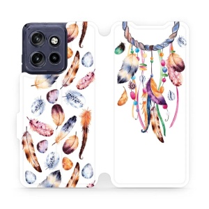 Flip pouzdro na mobil Motorola Edge 60 Neo - Mobiwear M003S, lapač a barevná pírka