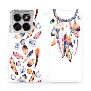 Flip pouzdro na mobil Motorola Edge 70 Fusion - Mobiwear M003S, lapač a barevná pírka