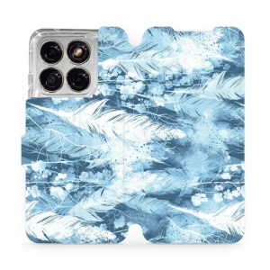 Flip pouzdro na mobil Motorola Edge 70 Fusion - Mobiwear M058S, světle modrá horizontální pírka