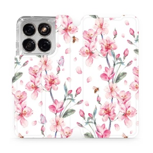 Flip pouzdro na mobil Motorola Edge 70 Fusion - Mobiwear M124S, růžové květy