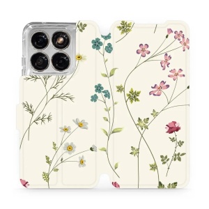 Flip pouzdro na mobil Motorola Edge 70 Fusion - Mobiwear MD03S, tenké rostlinky s květy