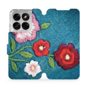 Flip pouzdro na mobil Motorola Edge 70 Fusion - Mobiwear MD05P, džínové květy