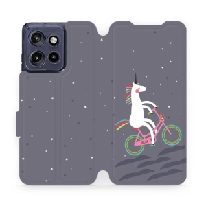 Flip pouzdro na mobil Motorola Edge 60 Neo - Mobiwear V024P, jednorožec na kole