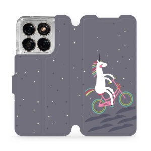 Flip pouzdro na mobil Motorola Edge 70 Fusion - Mobiwear V024P, jednorožec na kole