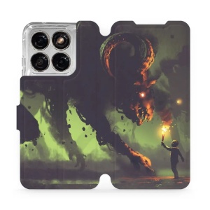 Flip pouzdro na mobil Motorola Edge 70 Fusion - Mobiwear VA08P, příšera a kluk s pochodní