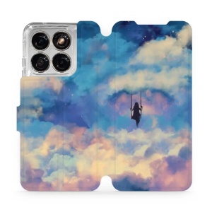 Flip pouzdro na mobil Motorola Edge 70 Fusion - Mobiwear MR09S, dívka na houpačce v oblacích