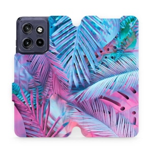 Flip pouzdro na mobil Motorola Edge 60 Neo - Mobiwear MG10S, fialové a modré listy