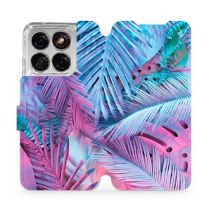 Flip pouzdro na mobil Motorola Edge 70 Fusion - Mobiwear MG10S, fialové a modré listy