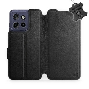 Kožené flip pouzdro na mobil Motorola Edge 60 Neo - Mobiwear - černé