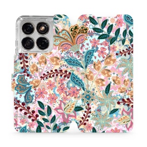 Flip pouzdro na mobil Motorola Edge 70 Fusion - Mobiwear MX04S, spletité kvítky a listy