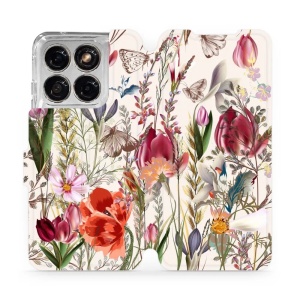 Flip pouzdro na mobil Motorola Edge 70 Fusion - Mobiwear MP01S, rozkvetlá louka