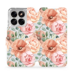 Flip pouzdro na mobil Motorola Edge 70 Fusion - Mobiwear MP02S, pastelové květy