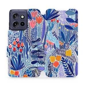 Flip pouzdro na mobil Motorola Edge 60 Neo - Mobiwear MP03P, modrá květena